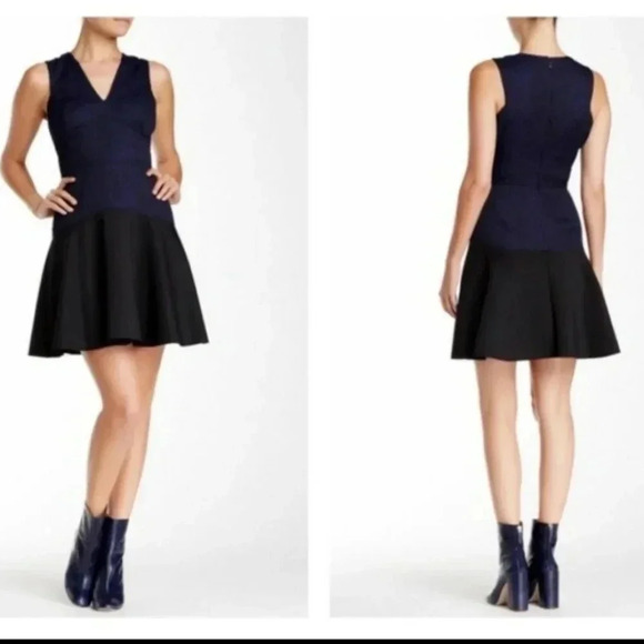 Rebecca Taylor V-Neck Snake Textured Bodice Jacquard Dress(8) - Picture 2 of 13